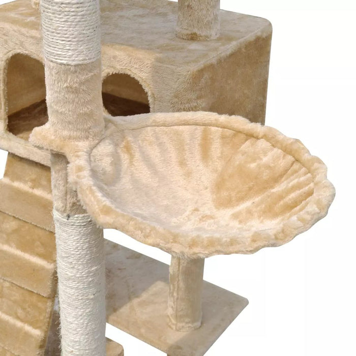 Kattenkrabpaal Medinamie 220/240 cm 3 huisjes (beige)