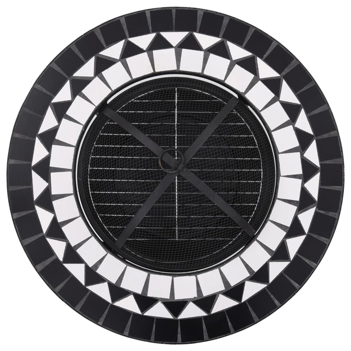 Medina Vuurtafel mozaïek 68 cm keramiek zwart en wit