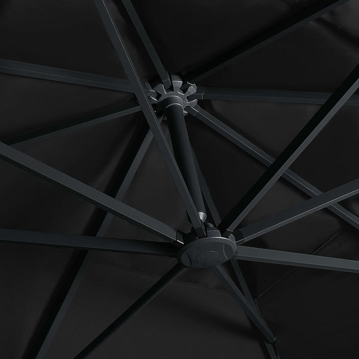 Medina Zweefparasol met LED-verlichting en paal 400x300 cm zwart