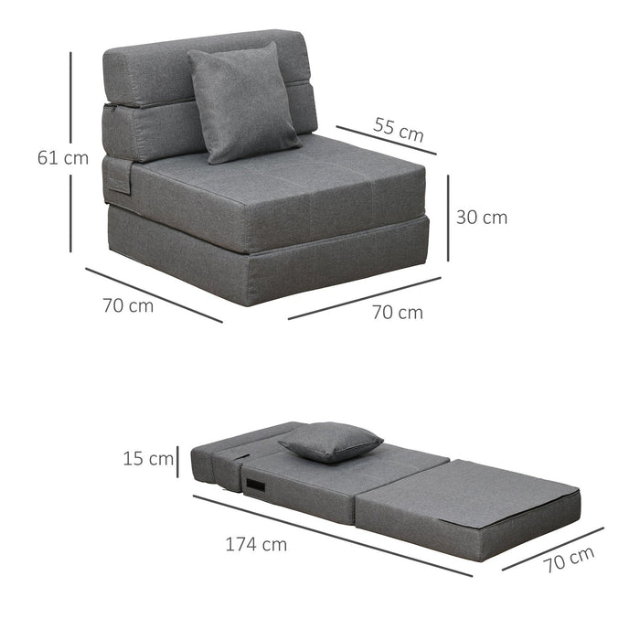 Medina Farmington Slaapbank - Fauteuil - Eenpersoons Slaapbank - Grijs - 70 x 70 x 61 cm