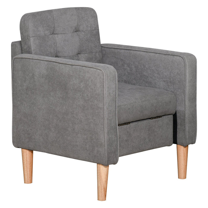 Medina Manchester Fauteuil - Stoel - Elegant - Opbergruimte - Grijs - 67,5 x 62 x 78 cm