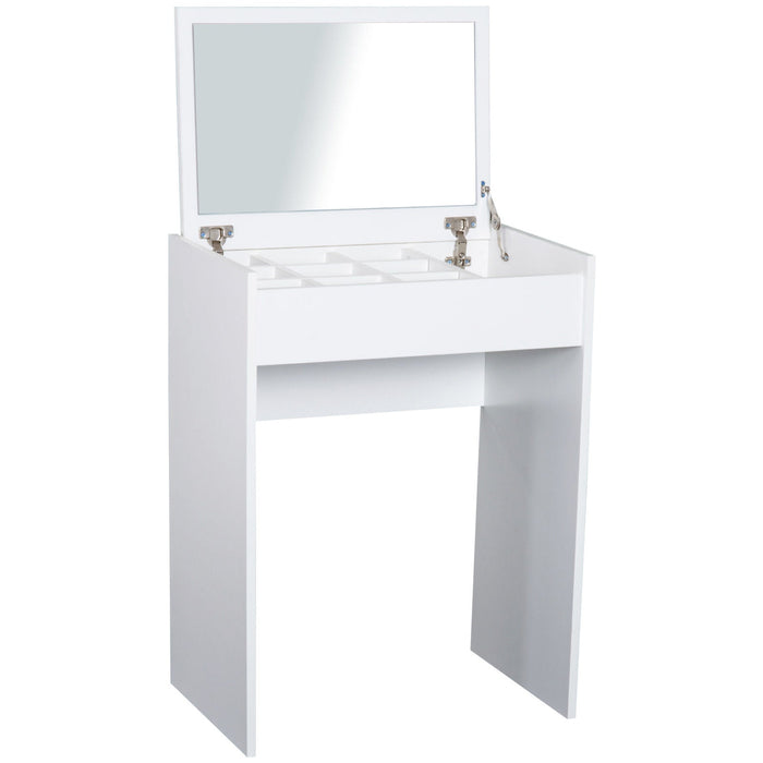 Medina Drill Camp Cosmetische Tafel met Kruk - Wit, Zwart - Spaanplaat, Synthethic - 15,82 cm x 23,7 cm x 31,1 cm