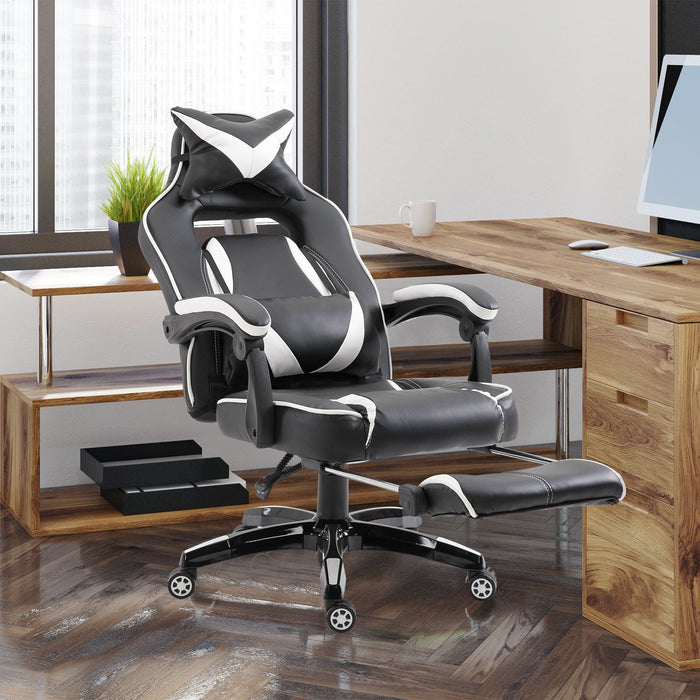 Medina Duck Run Executive Gaming Chair - Wit, Zwart - Synthetisch, Metaal - 27,55 cm x 25,59 cm x 45,27 cm