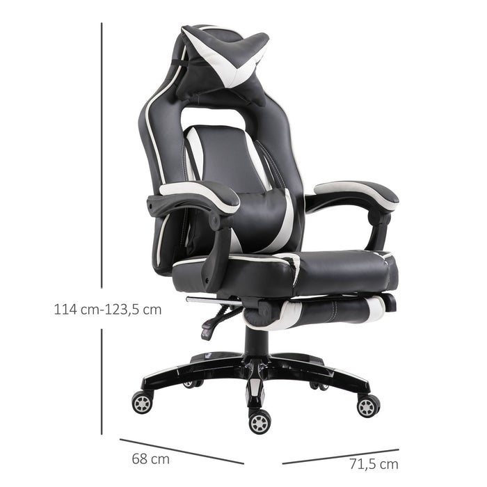 Medina Duck Run Executive Gaming Chair - Wit, Zwart - Synthetisch, Metaal - 27,55 cm x 25,59 cm x 45,27 cm