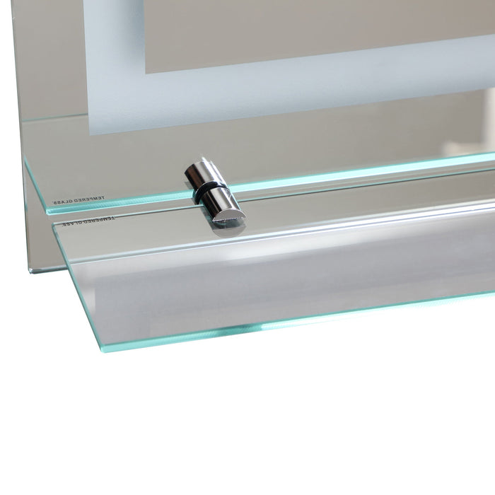 Medina Duffy Bank LED Badkamerspiegel - Zilver - Aluminium, Glas, Led - 19,69 cm x 1,06 cm x 27,56 cm