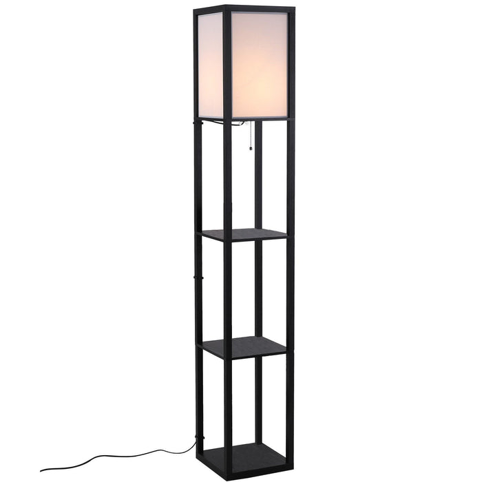 Medina Lagarto Vloerlamp - Zwart - Gefabriceerd Hout, Stof - 10,23 cm x 10,23 cm x 62,99 cm