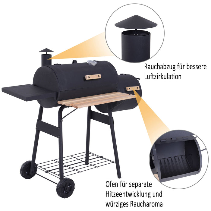 Medina Lamanai Smoker Grill BBQ - Zwart - Metaal, Firwood - 48,81 cm x 20,86 cm x 42,51 cm