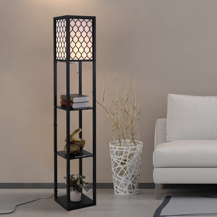 Medina Lamb Creek Vloerlamp - Zwart - Gefabriceerd Hout, Stof - 10,23 cm x 10,23 cm x 14,17 cm