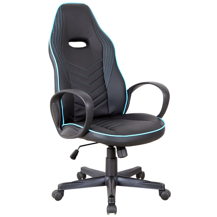 Medina Long Swamp Gaming Chair - Zwart, Blauw - Schuim, Nylon, Leer - 24,4 cm x 27,16 cm x 44,09 cm