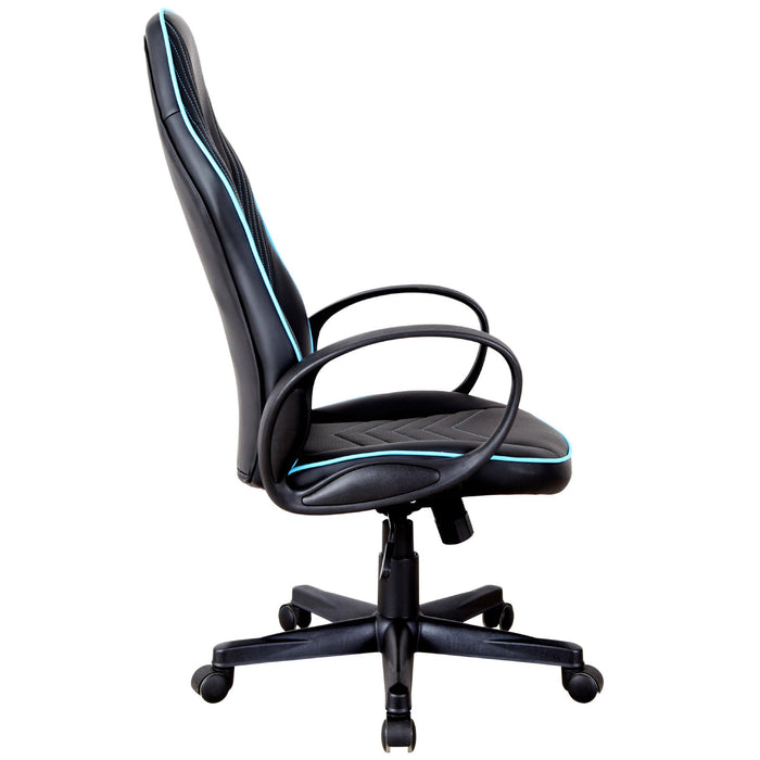 Medina Long Swamp Gaming Chair - Zwart, Blauw - Schuim, Nylon, Leer - 24,4 cm x 27,16 cm x 44,09 cm