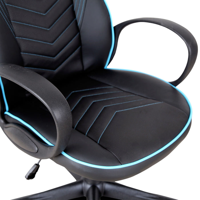 Medina Long Swamp Gaming Chair - Zwart, Blauw - Schuim, Nylon, Leer - 24,4 cm x 27,16 cm x 44,09 cm