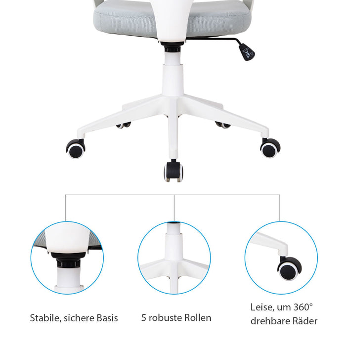 Medina Macaw Bank Executive Chair - Grijs, Wit - Schuim, Kunststof, Metaal - cm x 23,42 cm x 46,06 cm