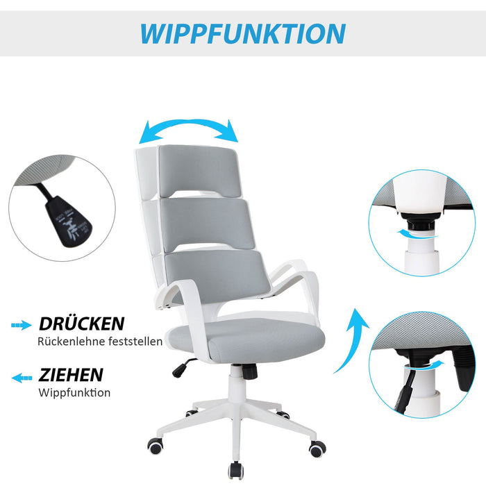 Medina Macaw Bank Executive Chair - Grijs, Wit - Schuim, Kunststof, Metaal - cm x 23,42 cm x 46,06 cm