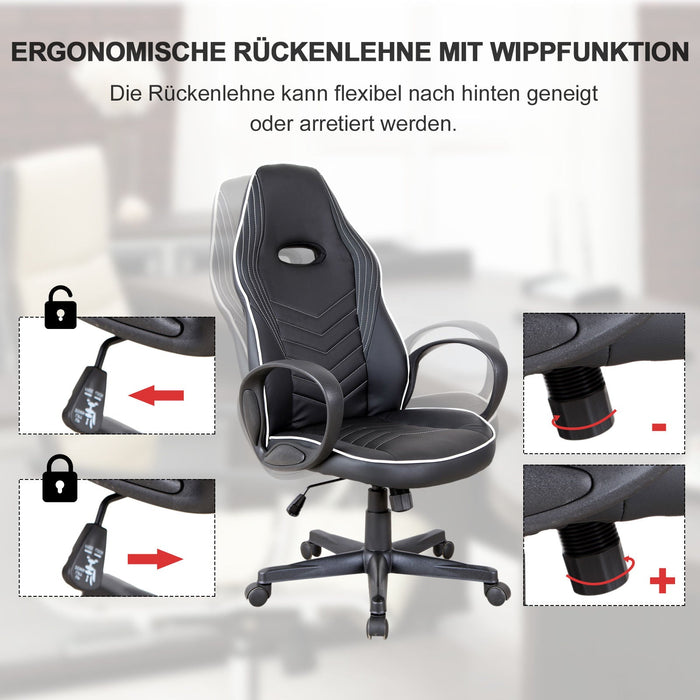 Medina Mai Gate Gaming Chair - Grijs, Wit - Schuim, Nylon, Leer - 24,4 cm x 27,16 cm x 44,09 cm