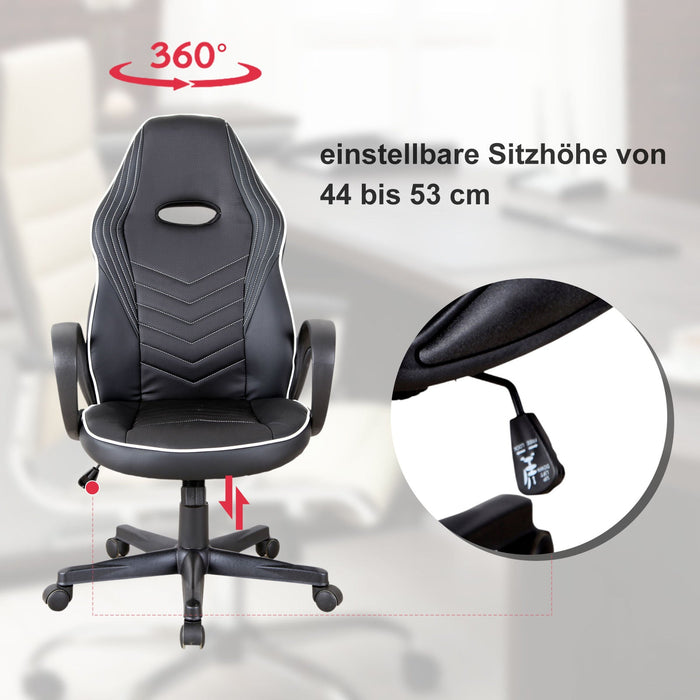 Medina Mai Gate Gaming Chair - Grijs, Wit - Schuim, Nylon, Leer - 24,4 cm x 27,16 cm x 44,09 cm