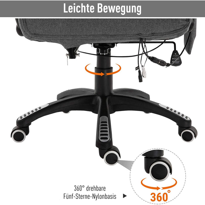 Medina Mc Rae Executive Chair - Grijs - Linnen, Schuim, Nylon - 26,38 cm x 26,38 cm x 49,6 cm