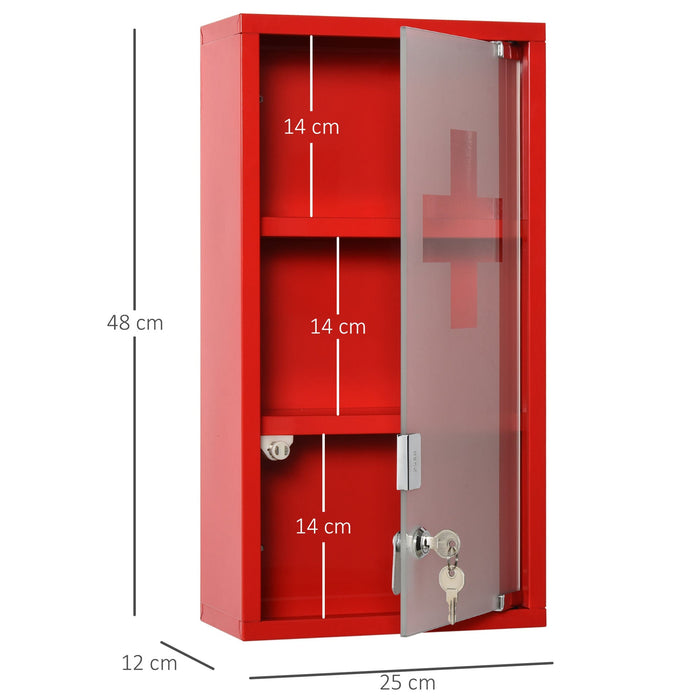 Medina Lark Cay Medicijnkastje - Rood - Staal, Glas - 9,84 cm x 4,72 cm x 18,89 cm