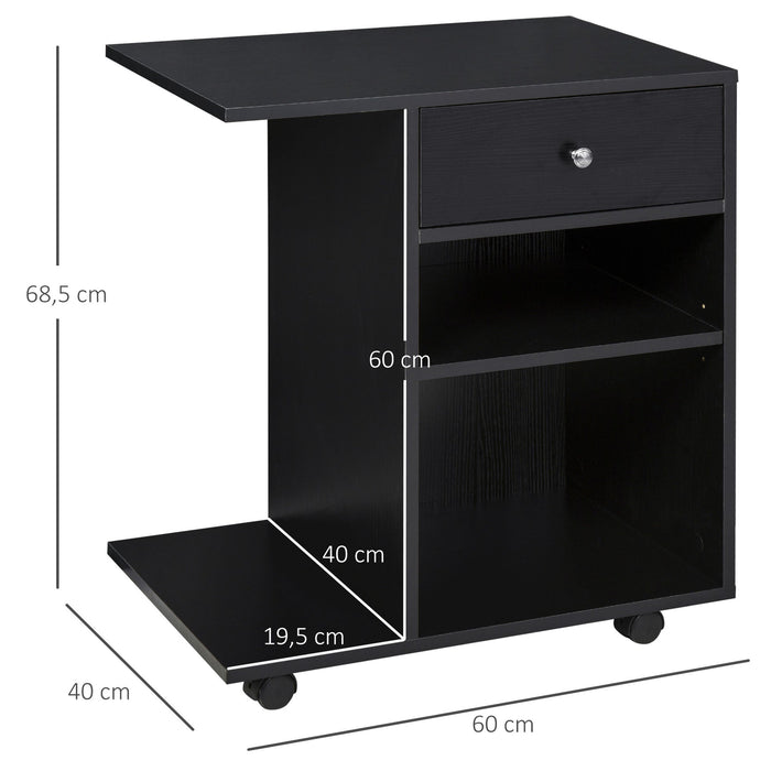 Medina Long Swamp Printer Table - Zwart - Spaanplaat - 23,62 cm x 15,74 cm x 26,96 cm