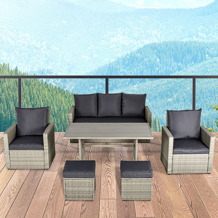 Medina Round Cay Garden Dining Set Sofa - Grijs - Staal, Pe Rotan, Polyester - 62,6 cm x 28,35 cm x 31,89 cm