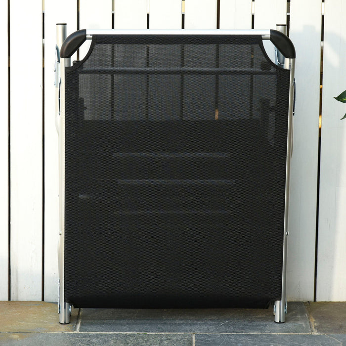Medina Deep Bay Tuinstoel - Zwart - Aluminium, Texteline - 66,92 cm x 23,62 cm x 7,67 cm