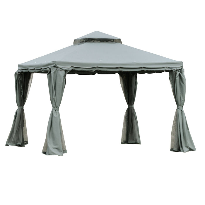 Medina Long Point Garden Pavilion - Grijs - Aluminium, Polyester - 118,11 cm x 118,11 cm x 106,58 cm