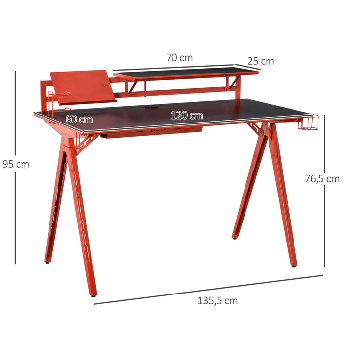 Medina Mark Rock Speeltafel bureau - Zwart, Rood - Gefabriceerd hout, Staal - 53,34 cm x 23,62 cm x 37,4 cm