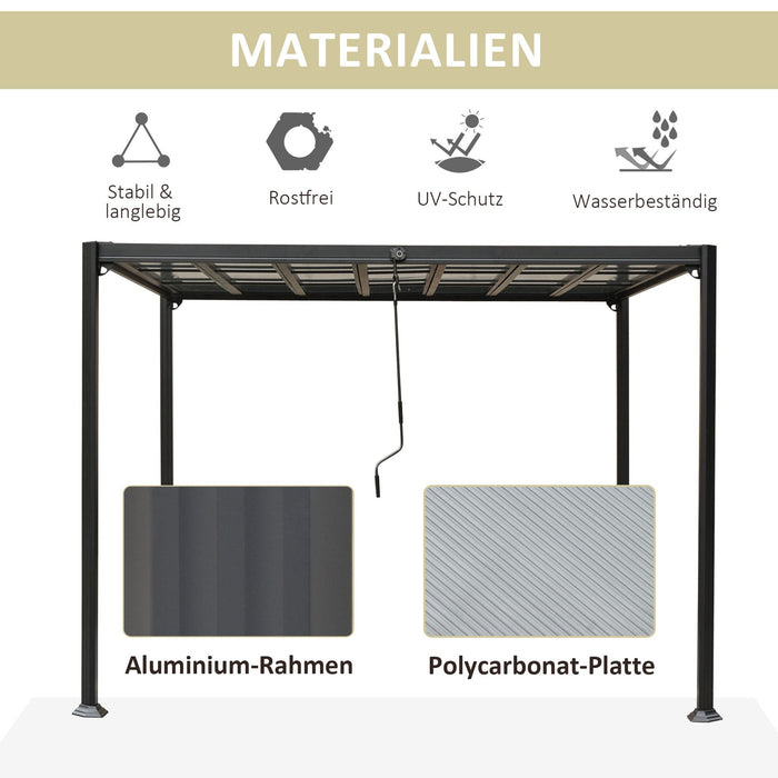 Medina Mill Creek Garden Pavilion - Grijs - Aluminium, Pc Plaat - 118,11 cm x 118,11 cm x 88,58 cm