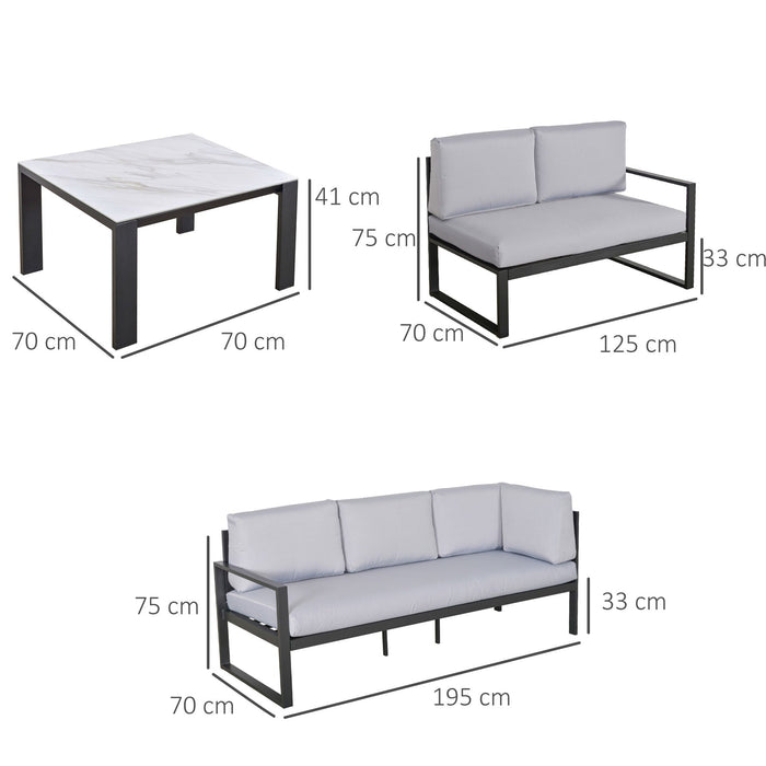 Medina Old Shoal Garden Set Zitgroep - Grijs - Aluminium, Glas, Schuim - cm x 76,77 cm x 29,52 cm