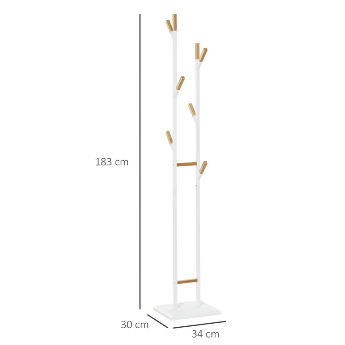 Medina Stake Bay Kapstok - Wit - Metaal, Bamboe - cm x 13,38 cm x 72,04 cm
