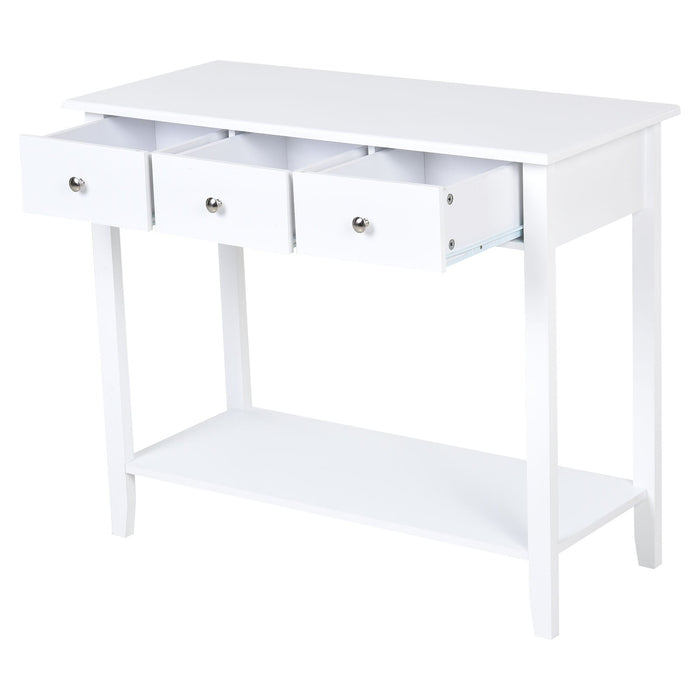 Medina Allen Hill Console SIde Tafel - Wit - Gefabriceerd Hout, Grenenhout - 35,43 cm x 15,74 cm x 29,52 cm