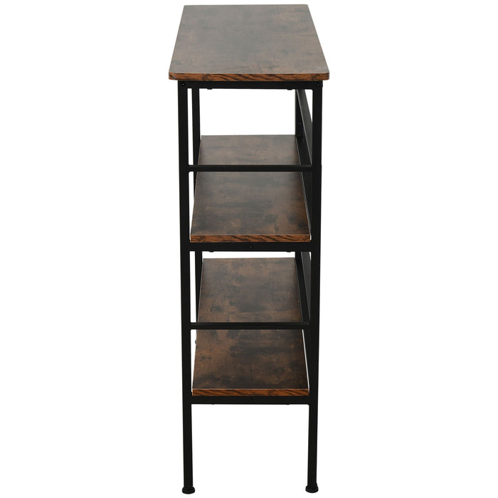 Medina Almonte Standing Shelf Boekenkast - Bruin, Zwart - Gefabriceerd Hout, Staal - 39,37 cm x 12,59 cm x 36,22 cm