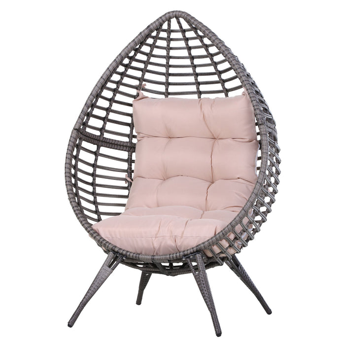 Medina Anvil Lake Rotan Fauteuil In Teardrop Shape - Grijs, Beige - Pe Rotan, Metaal, Polyester - 39,76 cm x 35,04 cm x 61,42 cm