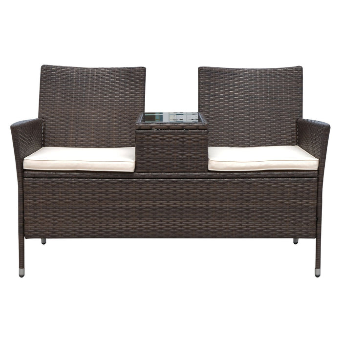 Medina Atlanta Polyrattan Tuinbank - Bruin, Crème - Pe, Staal, Polyester - 52,36 cm x 24,8 cm x 33,07 cm