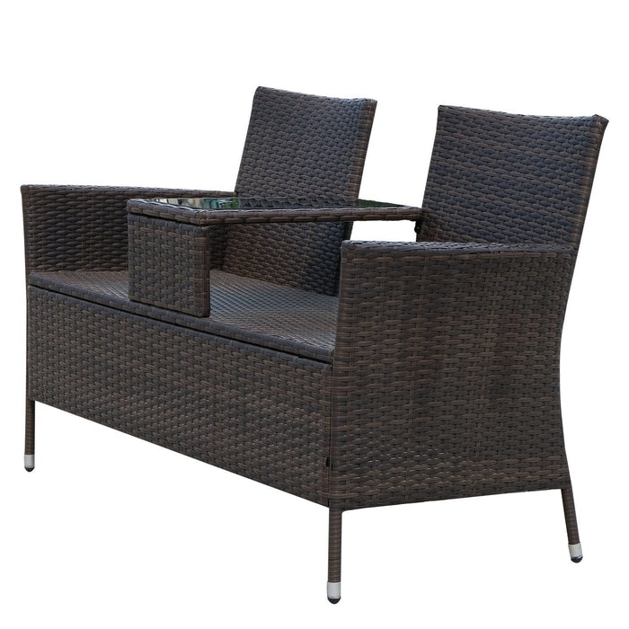 Medina Atlanta Polyrattan Tuinbank - Bruin, Crème - Pe, Staal, Polyester - 52,36 cm x 24,8 cm x 33,07 cm