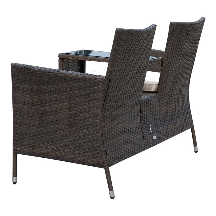 Medina Atlanta Polyrattan Tuinbank - Bruin, Crème - Pe, Staal, Polyester - 52,36 cm x 24,8 cm x 33,07 cm