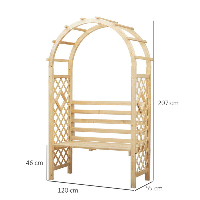 Medina Aurora Rozenboog Met Bank - Naturel - Spar - 47,24 cm x 21,65 cm x 81,49 cm