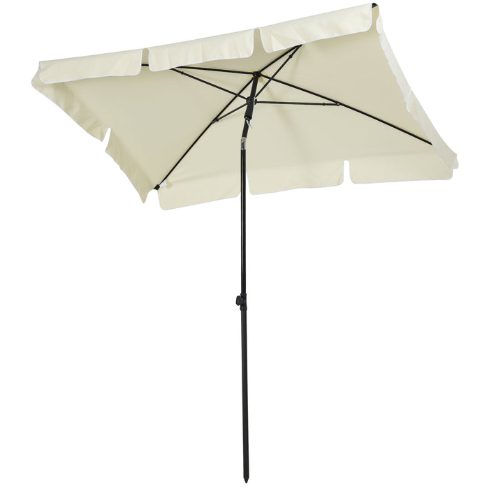 Medina Mandeville Parasol - Zonwering - Tuinparaplu - Balkonparasol - Wit/Bruin - 3 Kleuren - Opvouwbaar -  200 x 125 x 235 cm