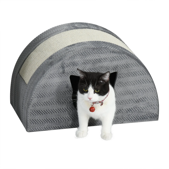 Medina Delray Beach Kattenhuis - Kattenverblijf - Kattenopvang - Pluche- Grijs - 48,5 x 30 x 30 cm