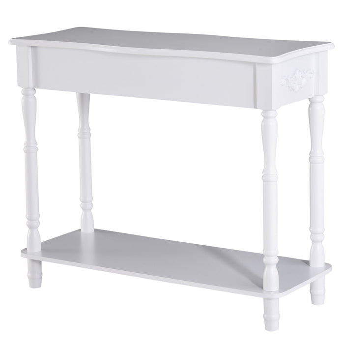 Medina Caguas Consoletafel - Dressoir - Bijzettafel - 2 Lades - Plank - Populierenhout - Wit - 84 x 33 x 70.5 cm