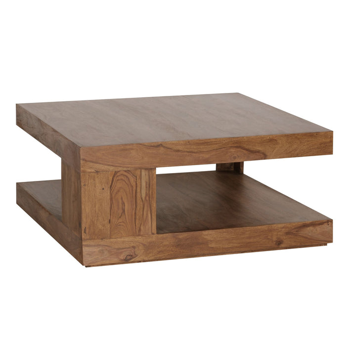 Medina Dyersburg Salontafel - Koffietafel - Vierkante Tafel - Opbergruimte - Massief Hout - Sheesham Hout - Bruin - 90 x 90/60 x 40 cm