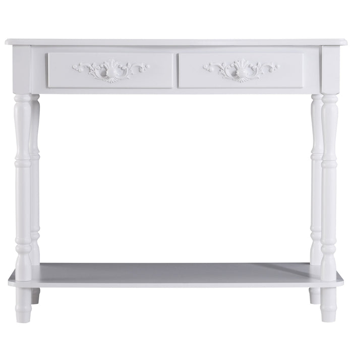 Medina Caguas Consoletafel - Dressoir - Bijzettafel - 2 Lades - Plank - Populierenhout - Wit - 84 x 33 x 70.5 cm