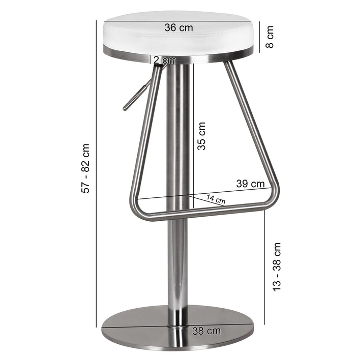 Medina Fulton Barkruk -  Verstelbare Barkruk - Kruk - Krukken - Barstoel - Modern - Zwart /Wit - Zilver