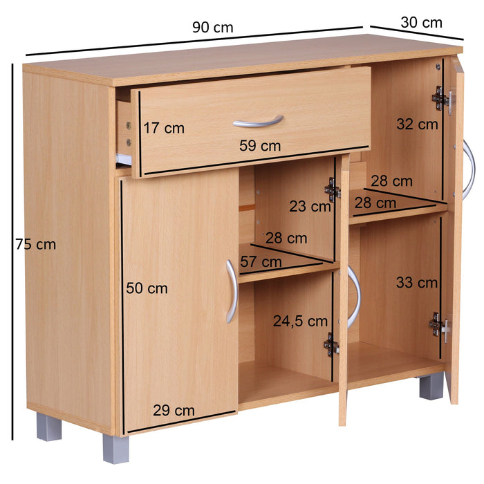 Medina Lebanon Dressoir - Gangkast - Ladekast - Beukenhout - Hout - Bruin/Wit