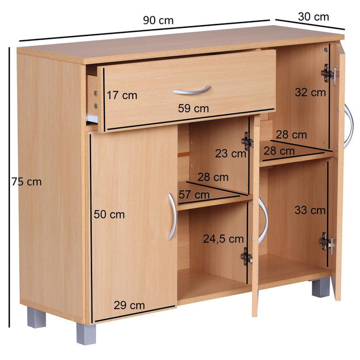 Medina Home Lebanon Dressoir - Gangkast - Ladekast - Beukenhout - Hout - Bruin/Wit