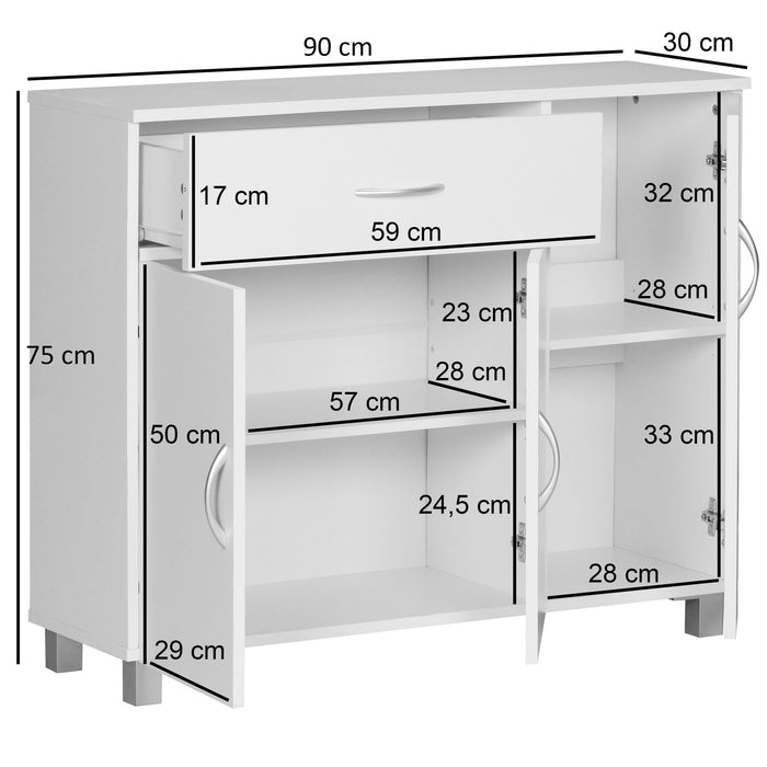 Medina Lebanon Dressoir - Gangkast - Ladekast - Beukenhout - Hout - Bruin/Wit