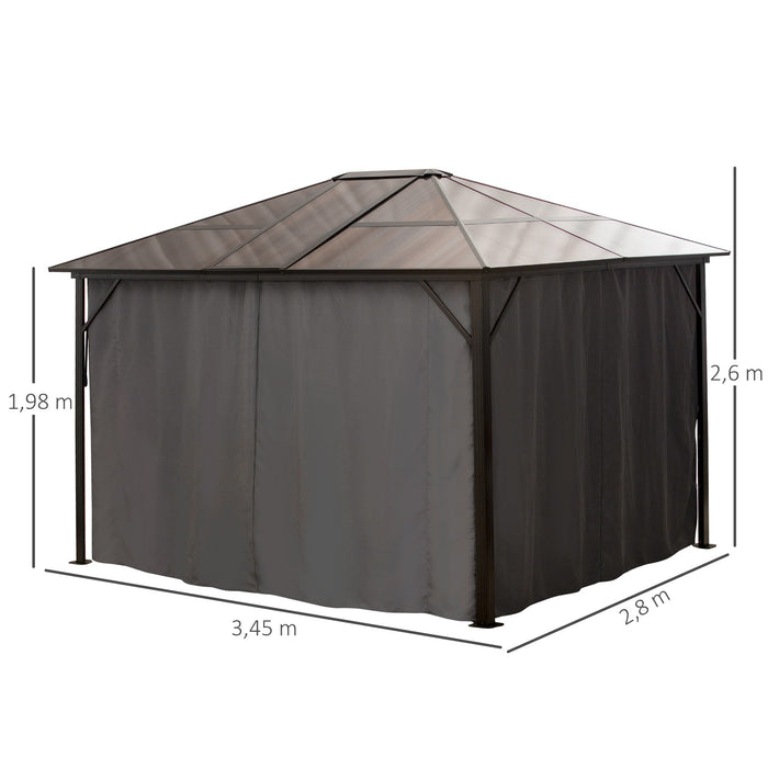 Medina Maquoketa Tuinpaviljoen - Partytent - Zijpanelen - Polyester - Bruin - 3,45 x 2,8 x 2,6 m