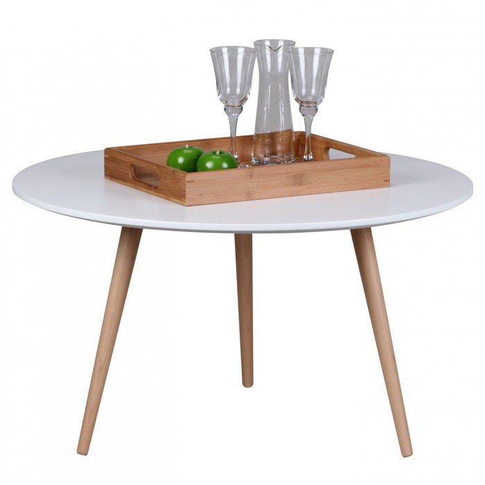 Medina Corinth Retro Salontafel - Bijzettafel - MDF - Wit - Diameter 80cm - Salontafels