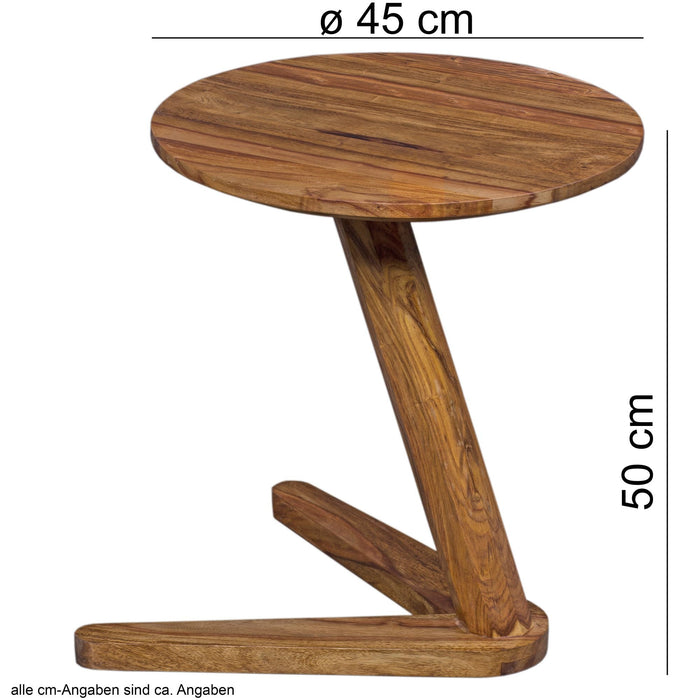 Medina Santaquin Bijzettafel - Salontafel - Massief Hout - Sheesham - 45 x 45 cm - Rond - Bruin