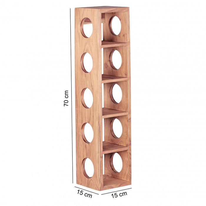 Medina Massief Houten Wijnrek - Massief Hout - Acacia - Sheesham - 5 flessen - 70cm - Wijnhouder - Bruin