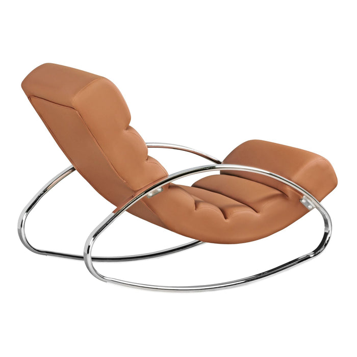 Medina Lehi Loungestoel - Schommelstoel  - Relaxfauteuil - Ergonomisch - Relaxstoel - Wit/Bruin - Kunstleer - Metaal